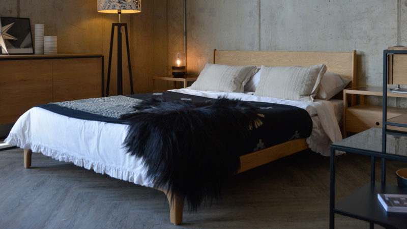 Monochrome bedding gives our hand made wooden Carnaby Bed a Scandi look.