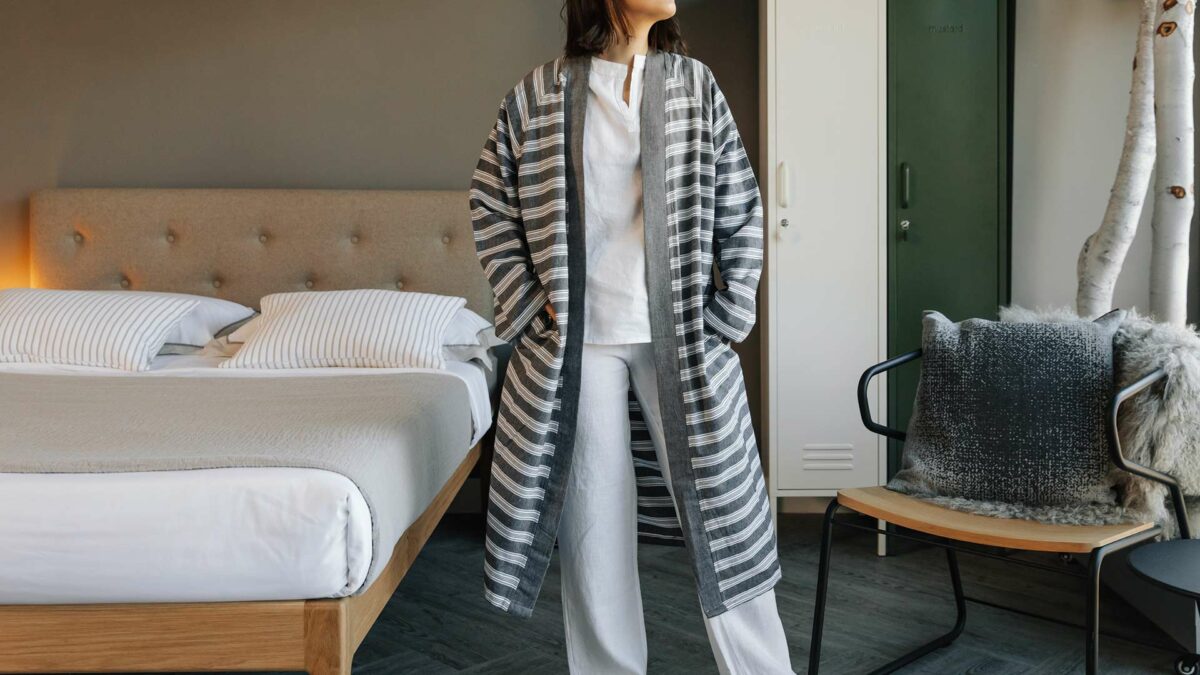 black and white stripe robe 1920