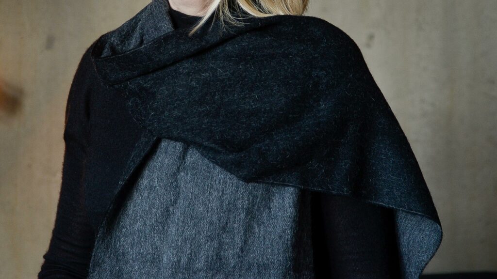 black charcoal baby alpaca scarf