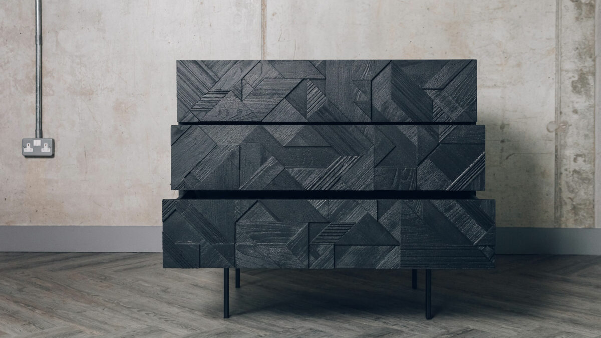 black drawer unit open