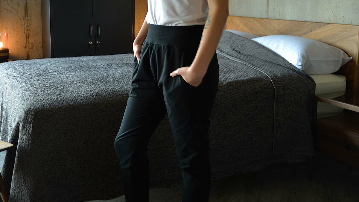 black jersey trousers