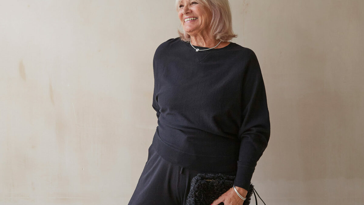 Batwing sleeve jumper in black