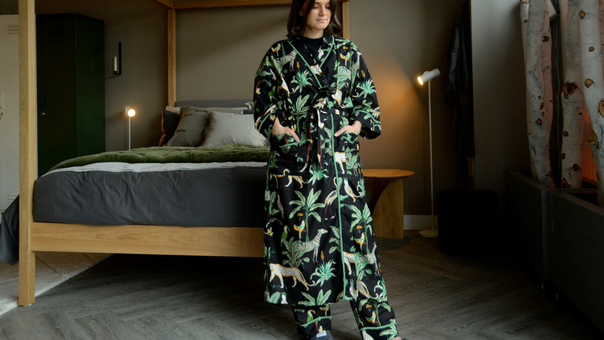black jungle pattern robe