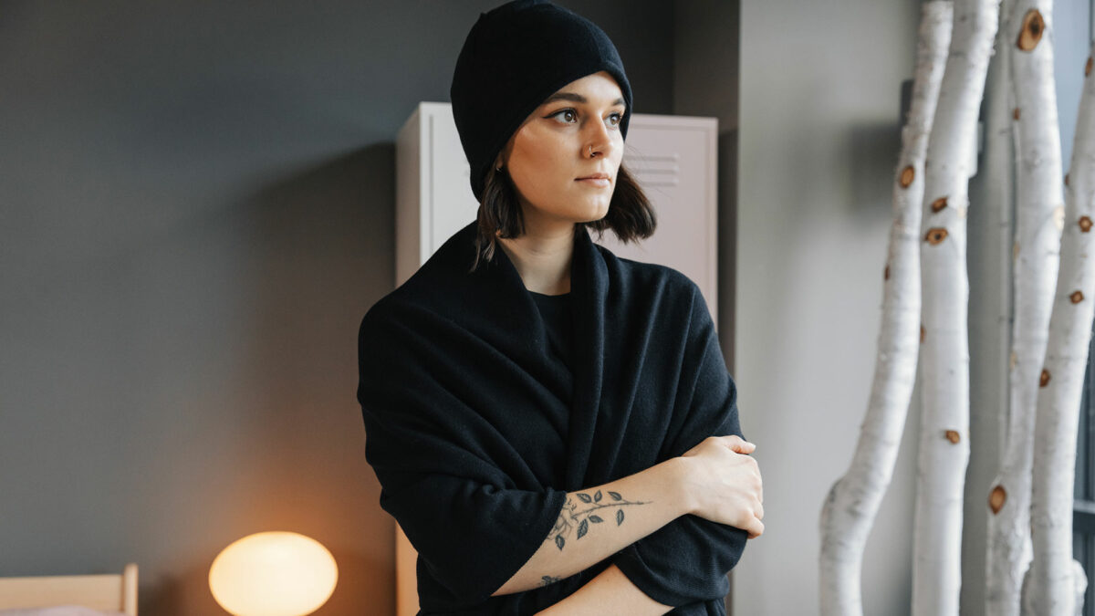 black knitted scarf hat 1920