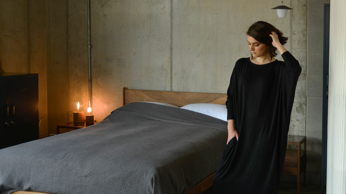 black long dress with batwing sleeve PIN