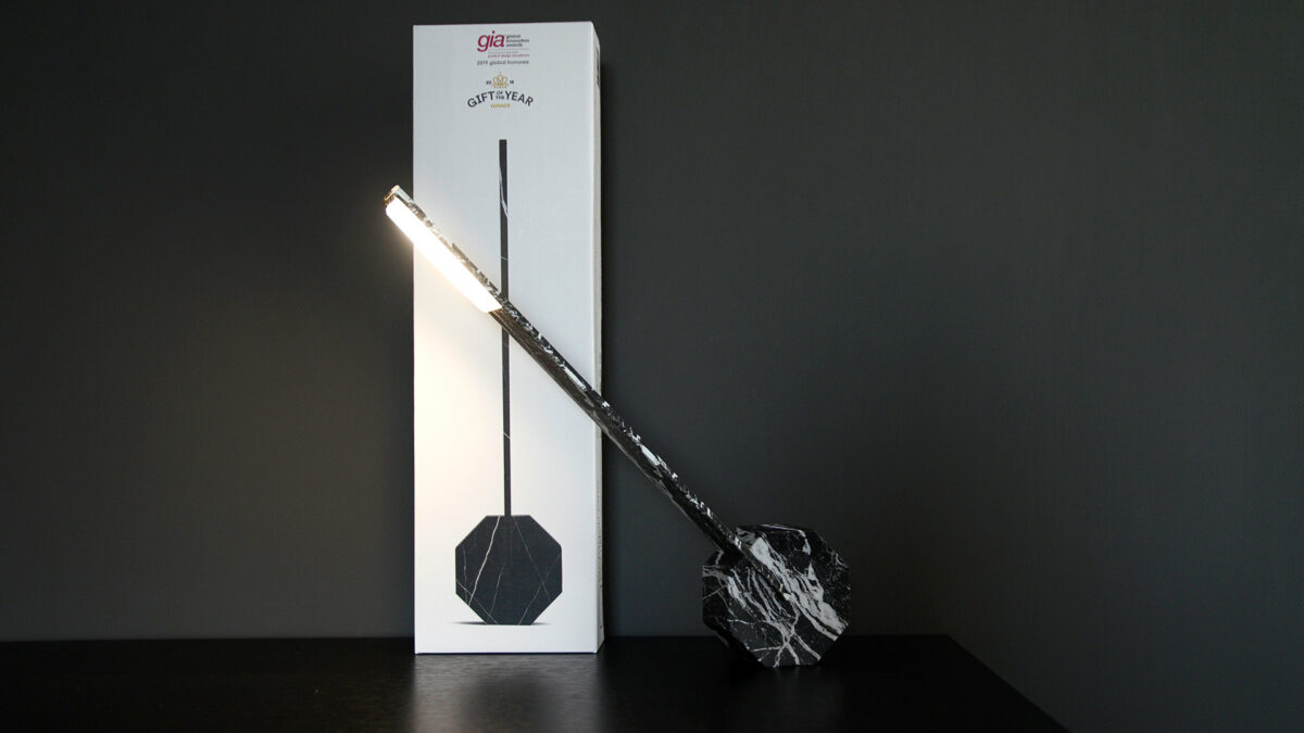 black marble print LED lamp