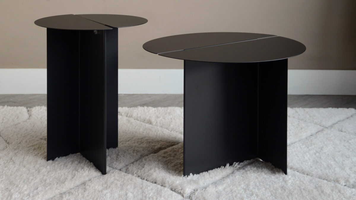 black metal side tables with slot