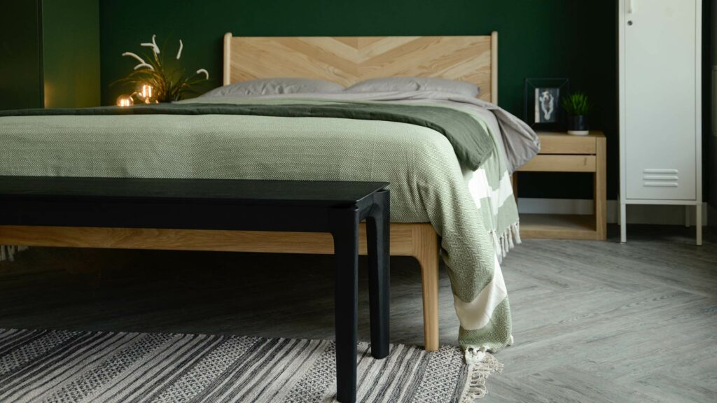 black painted solid oak bench or end of bed table