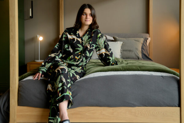 black safari print womens pyjamas