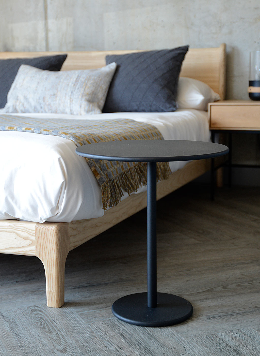 Round shop top nightstand