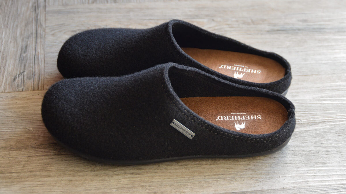 pair of men's black slippers.