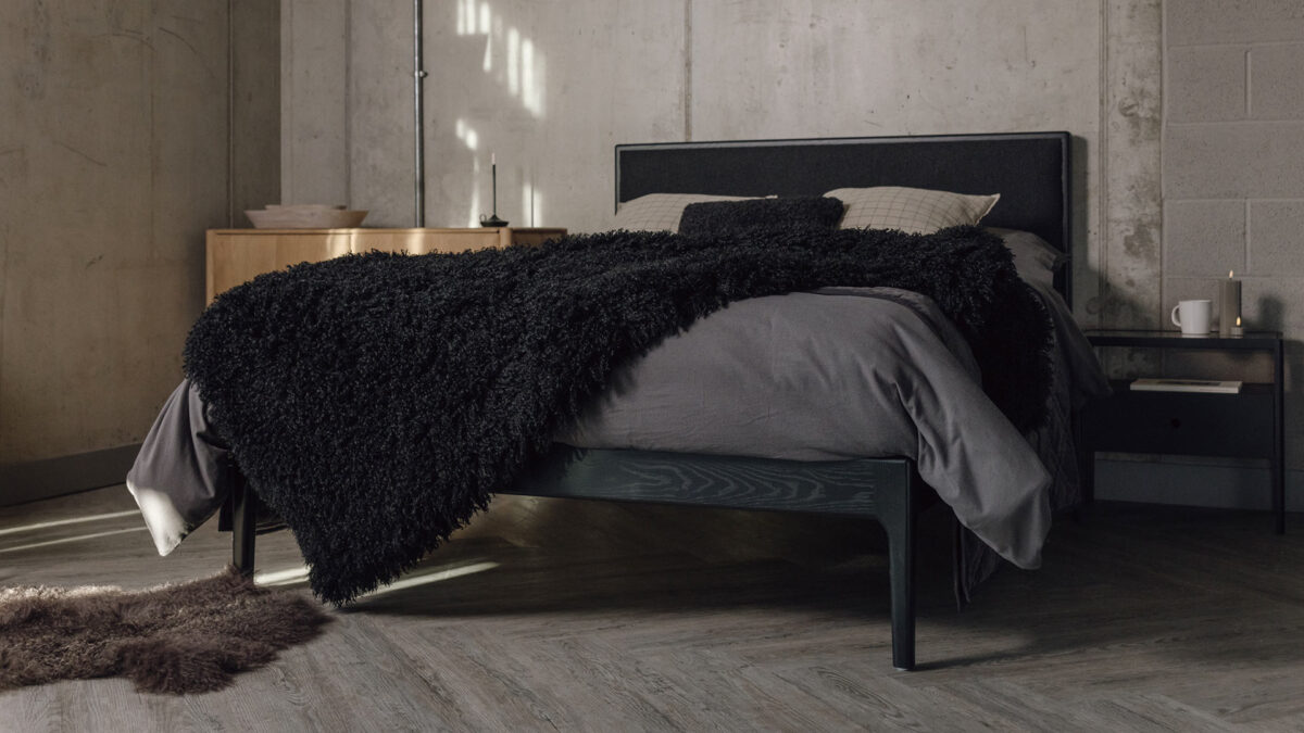 Black Faux Afghan Throw