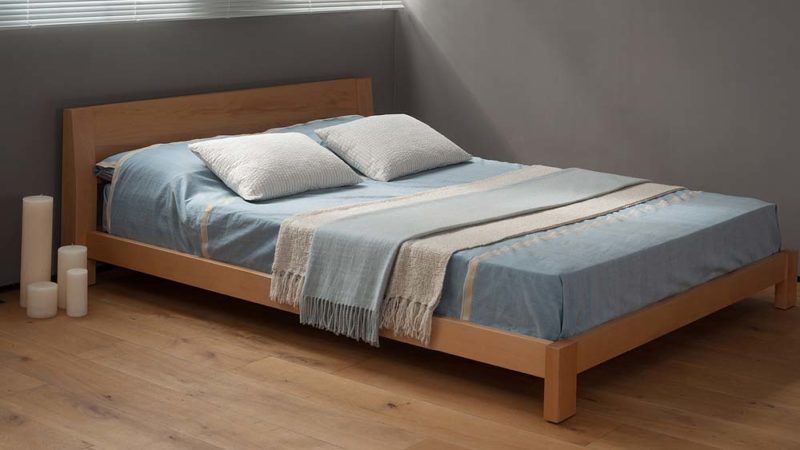 Chunky low solid wood bed - The Java, here in Beech wood