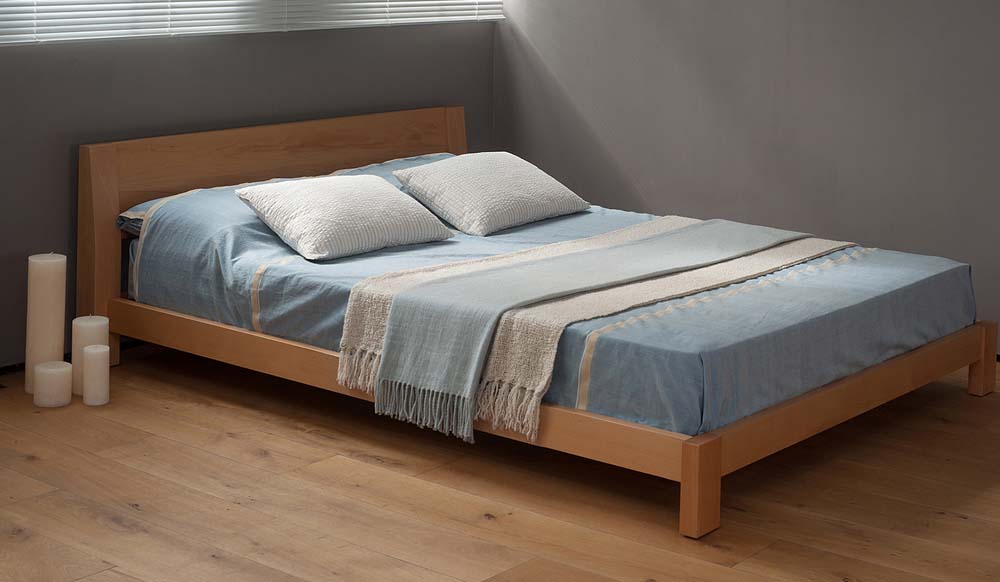 Chunky low solid wood bed - The Java, here in Beech wood