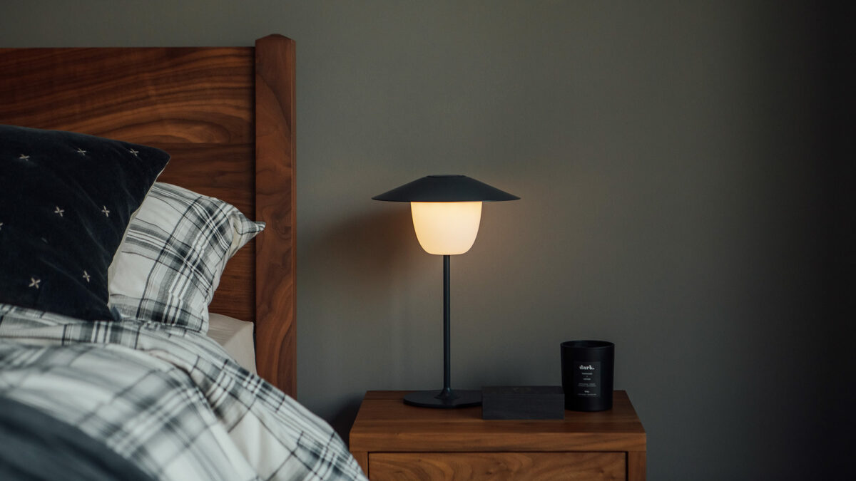 blomus bedside light and monochrome winter bedding