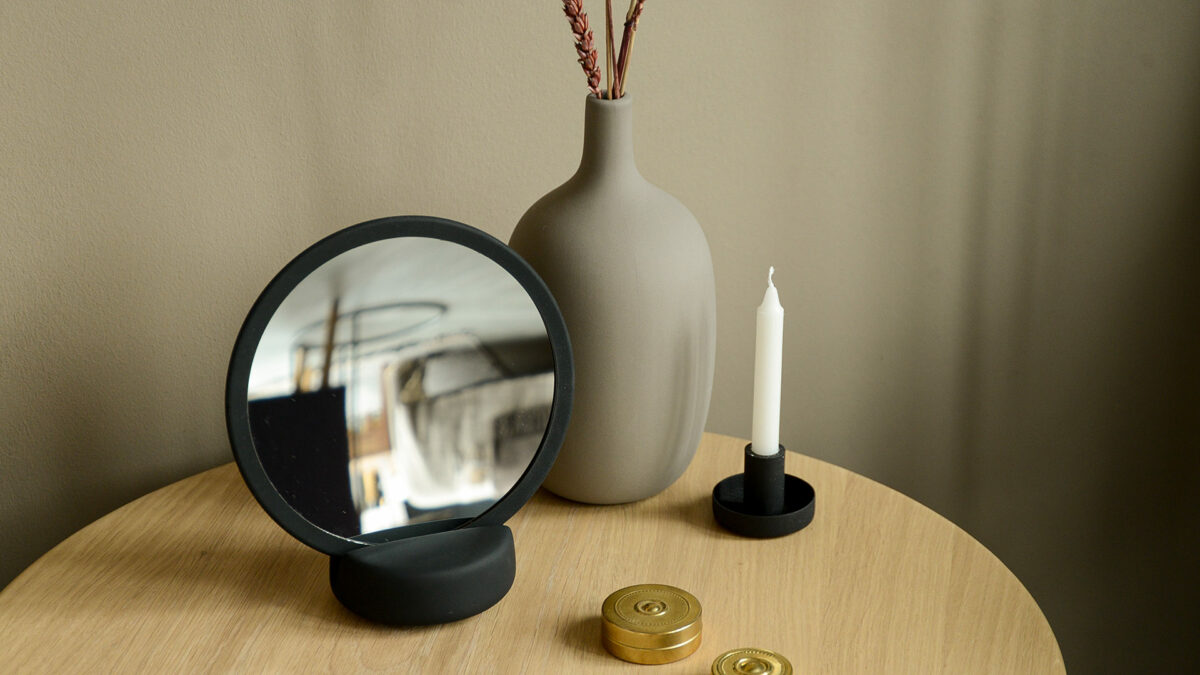 blomus soft matte black handheld mirror