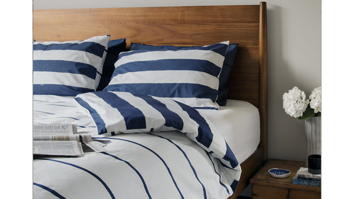 blue and ivory stripe duvet set 1920