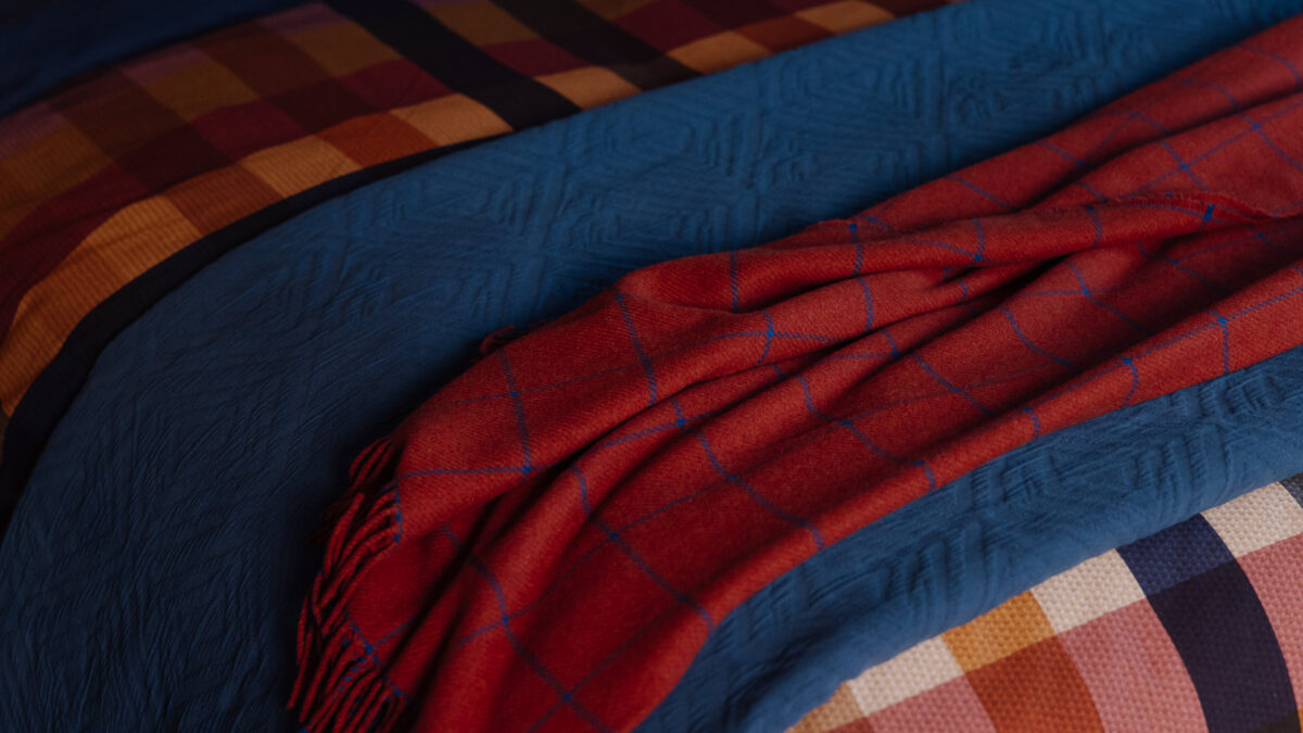 Windowpane Cashmere & Lambswool Throws - Brick or Taupe - Image 10
