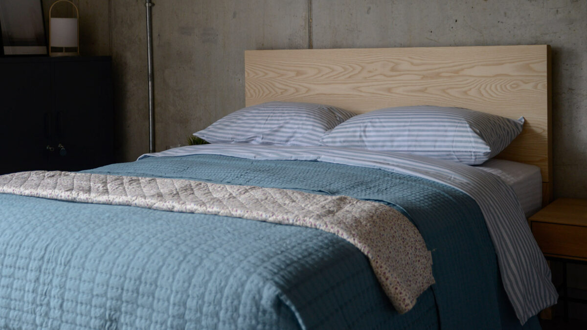 blue quilted bedspread