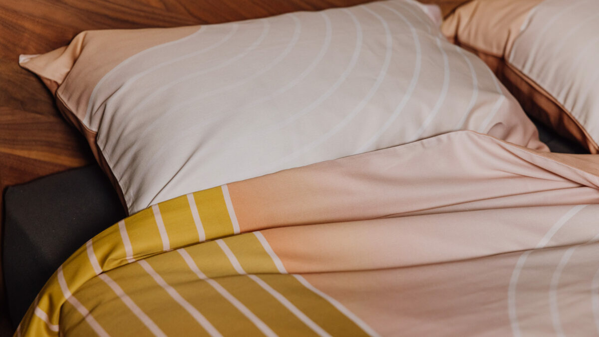 blush and mustard modern duvet set