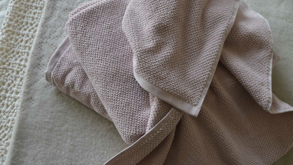 blush pink textured towels