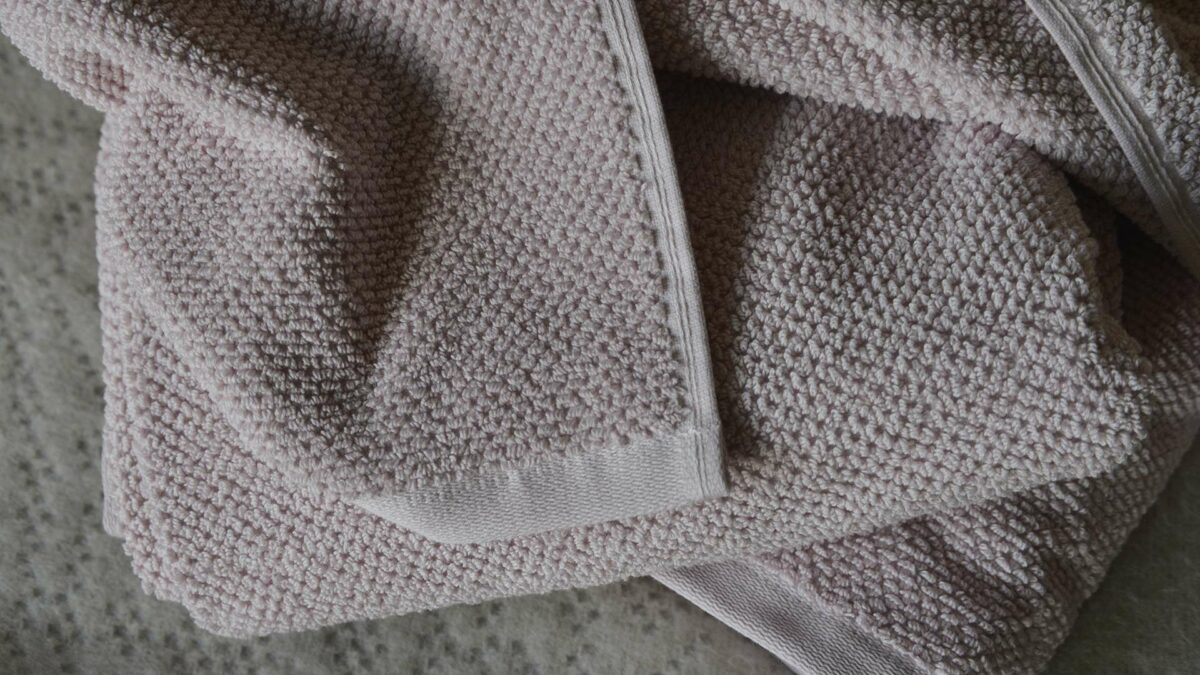 blush pink textured towels detail