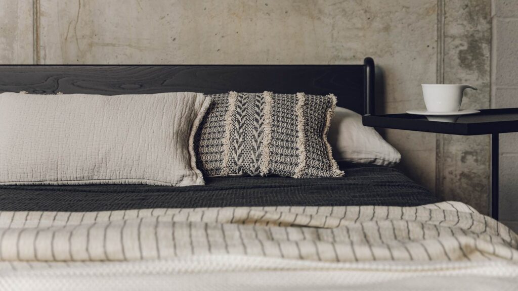 boho cushion black and cream walton