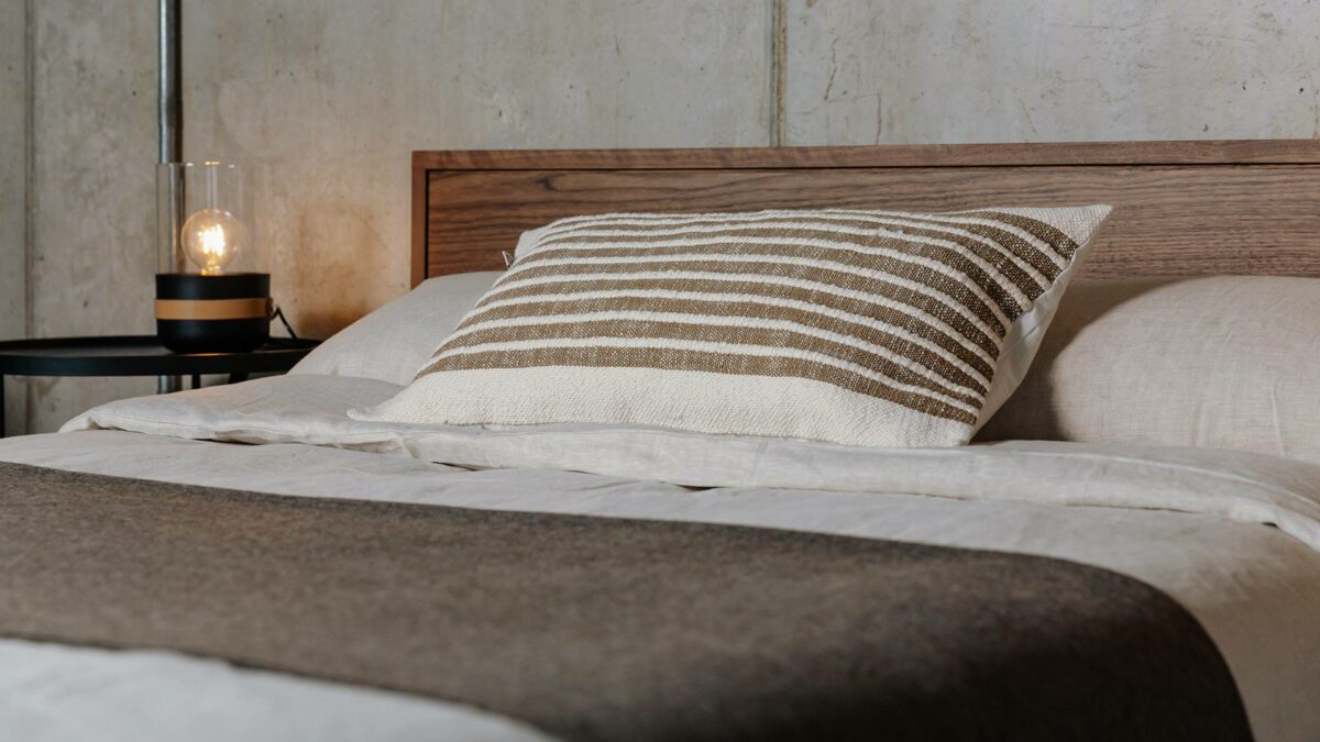 Boho style wide stripe textured cotton cushion cover