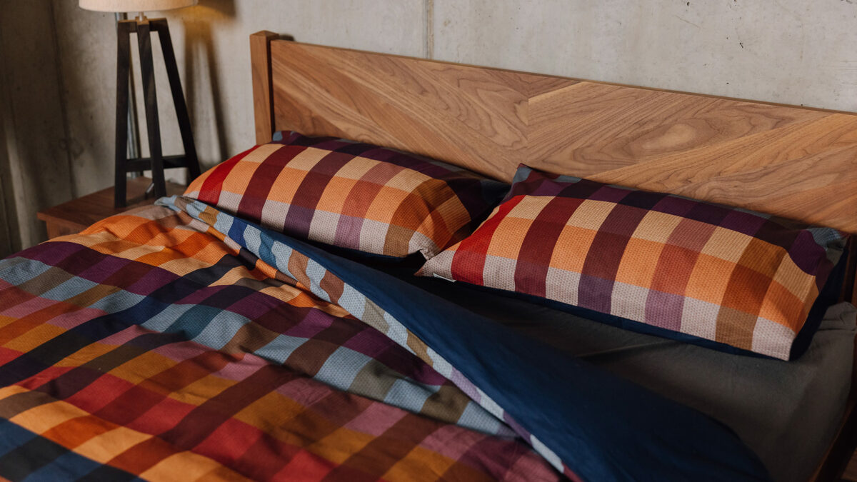 bold check print duvet set autumnal colourway