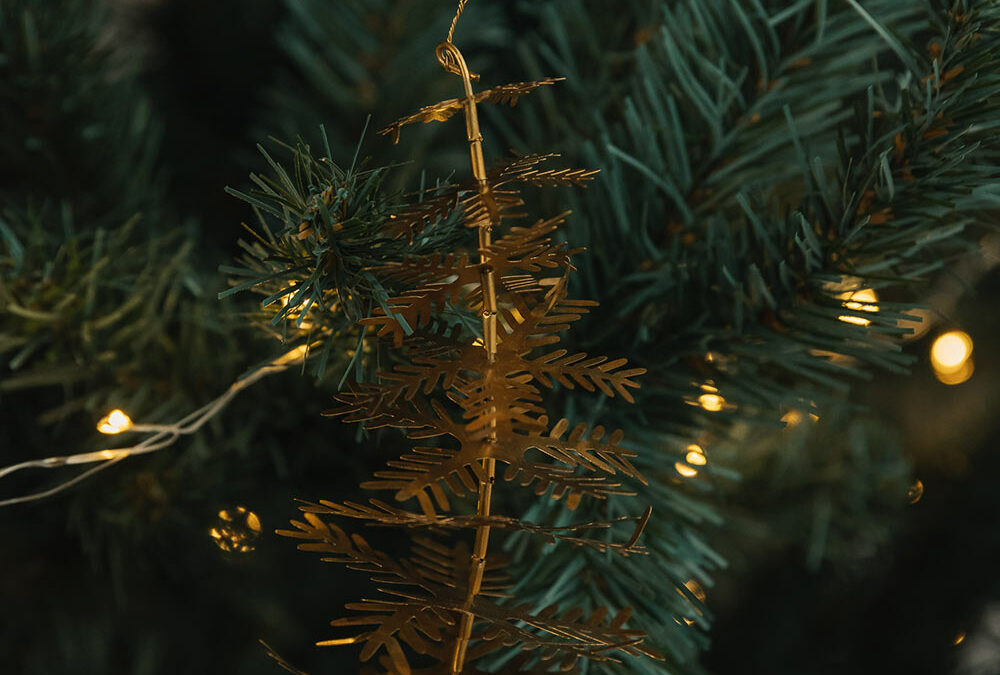 brass colour xmas tree decoration portrait