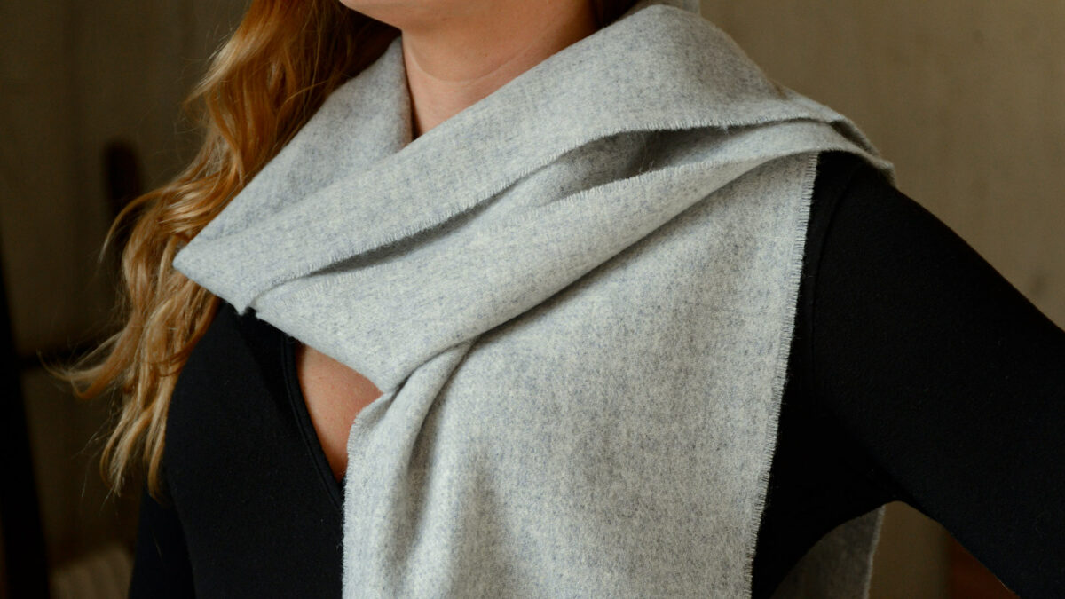 silver grey merino wool scarf