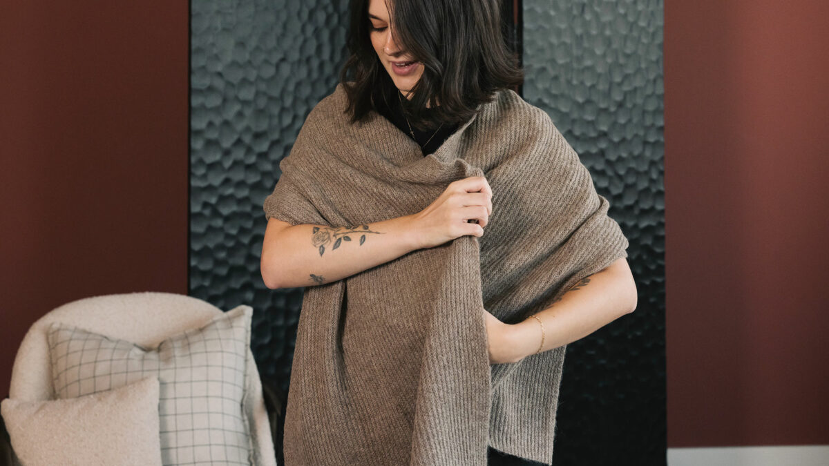 brown baby alpaca scarf