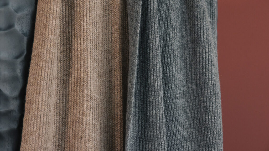 brown or grey alpaca scarves detail