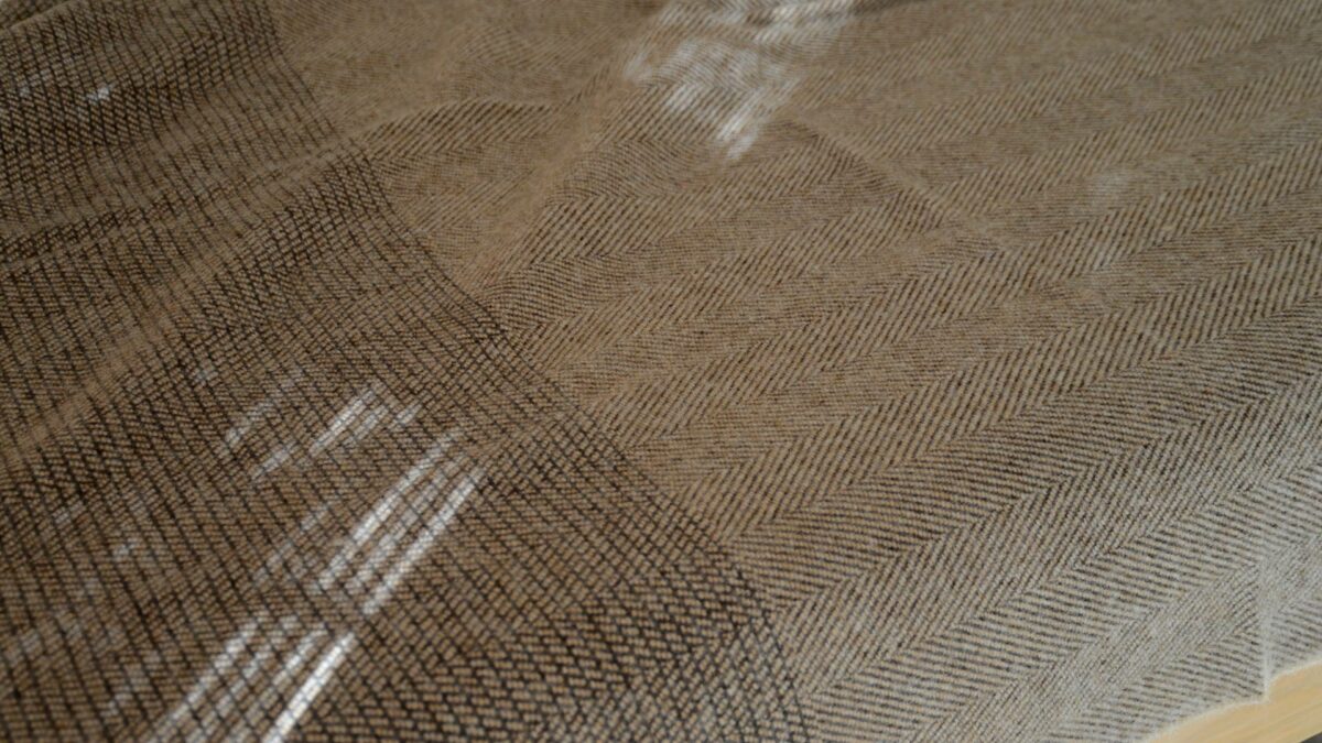 brown pure wool throw herringbone and stripe pattern