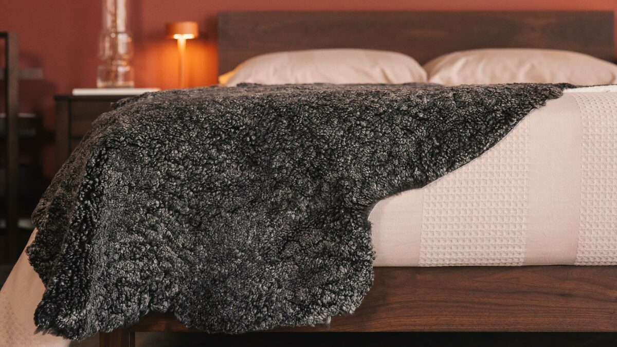 brown sheepskin throw