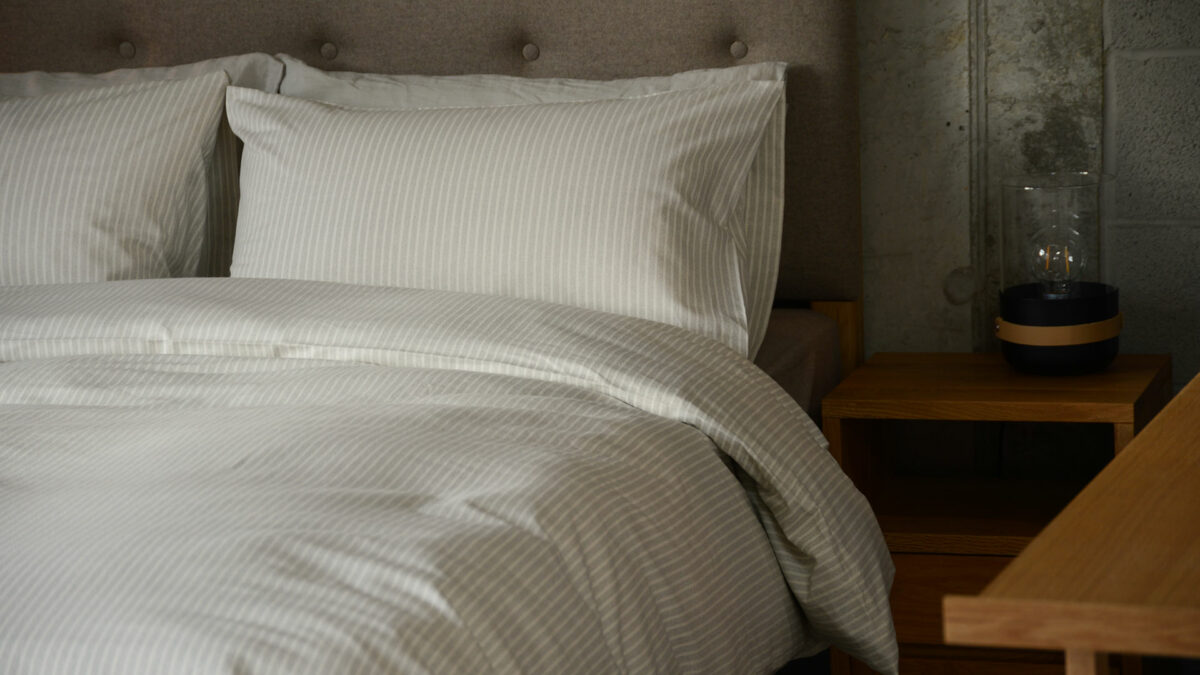 brushed cotton bedding grey stripe