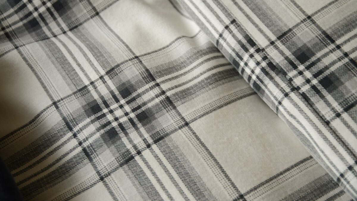 brushed cotton bedding with grey check print