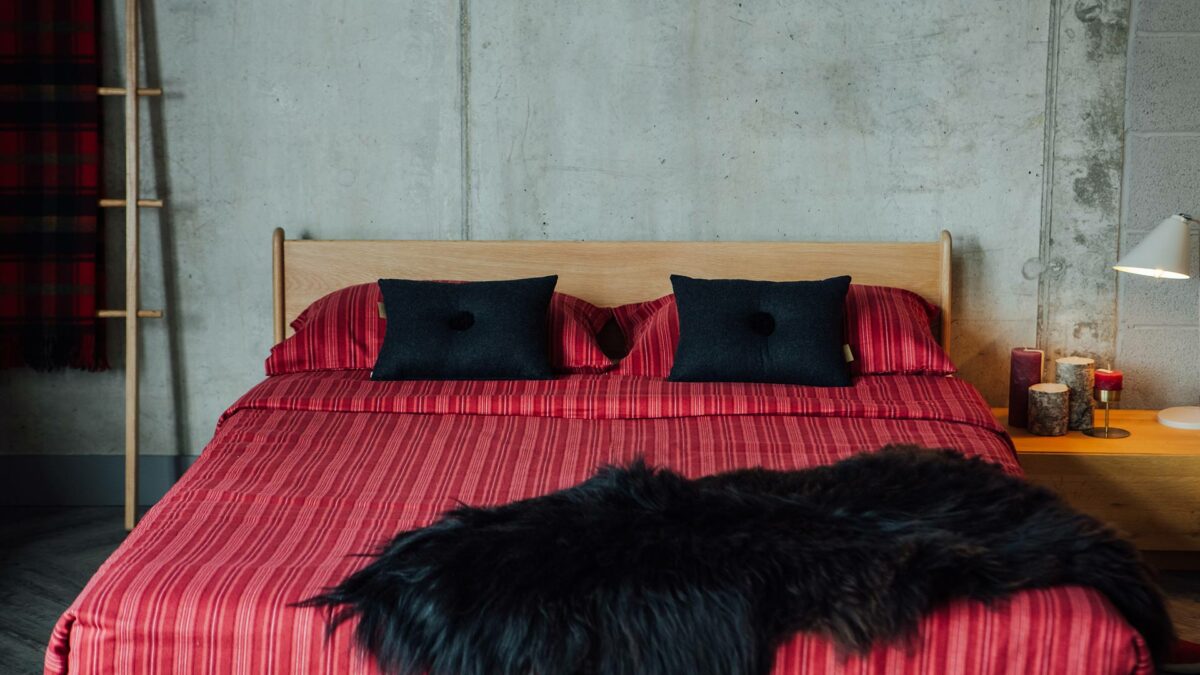 brushed cotton red stripe duvet set