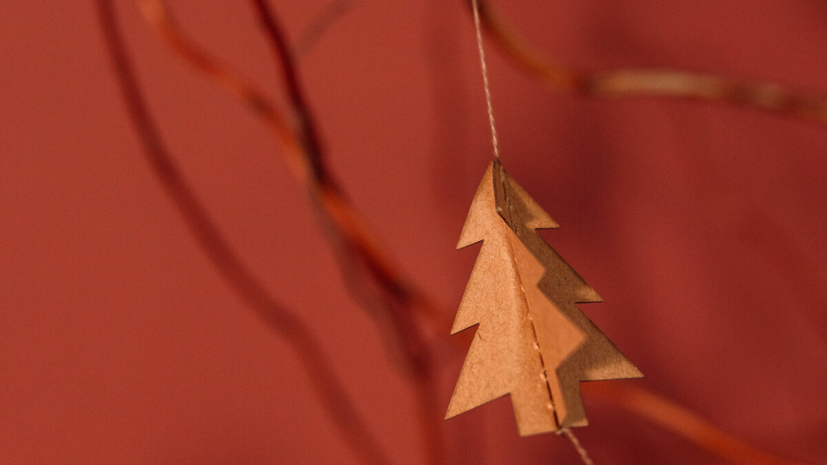 buff paper tree garland detail