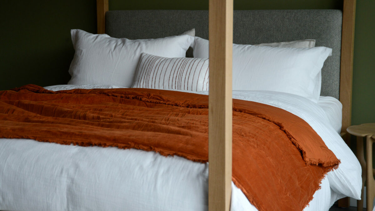 burnt orange cotton velvet quilt