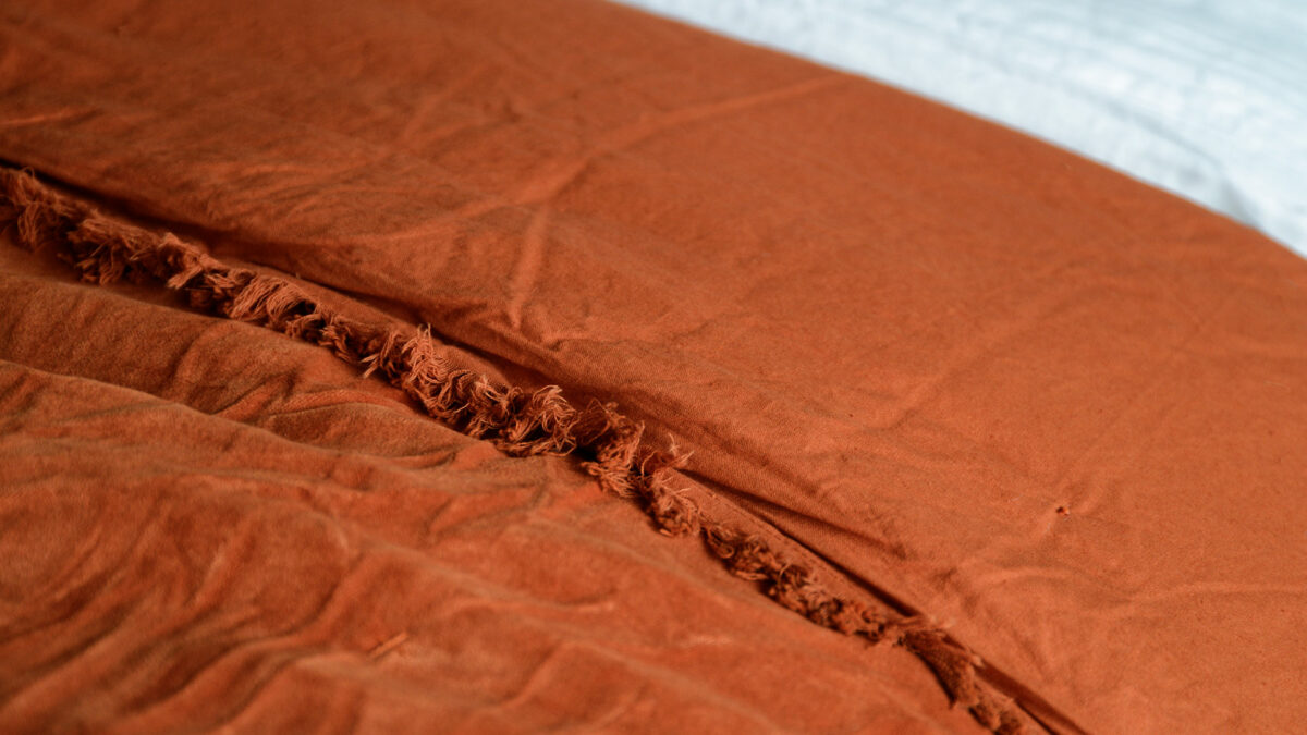 burnt orange quilt detail
