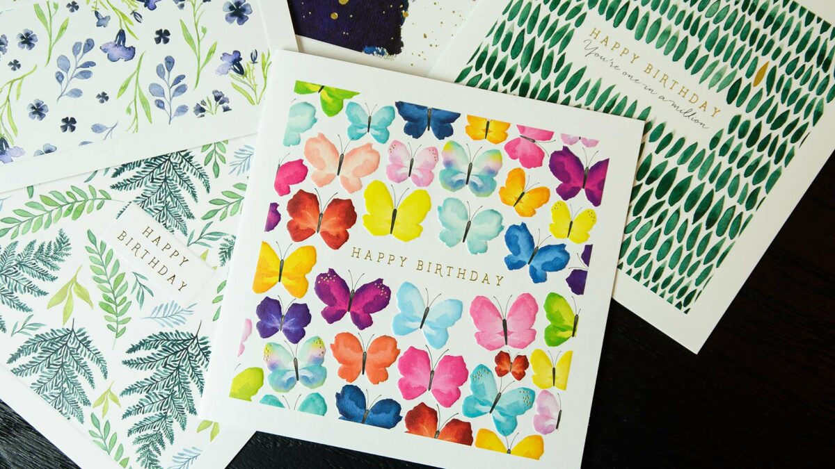 butterfly happy birthday card from nature set
