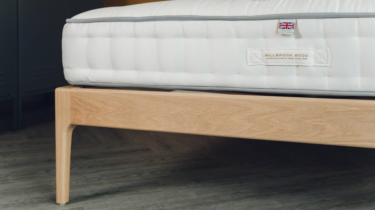 camden bed leg detail in solid oak