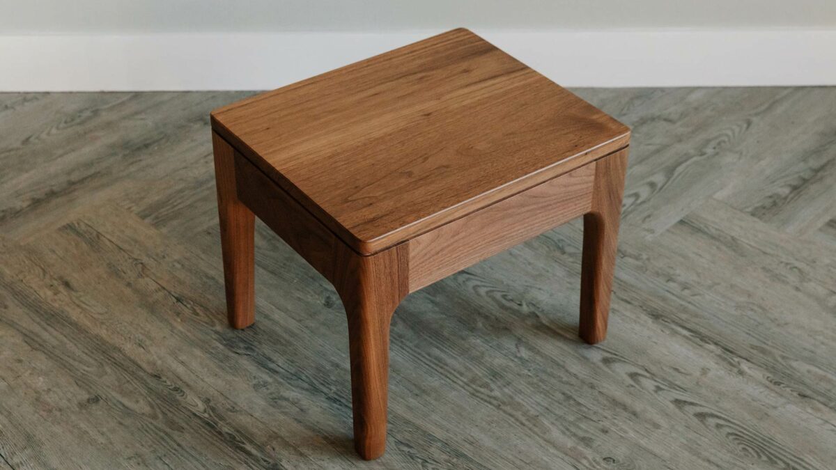 camden bedside table from above walnut