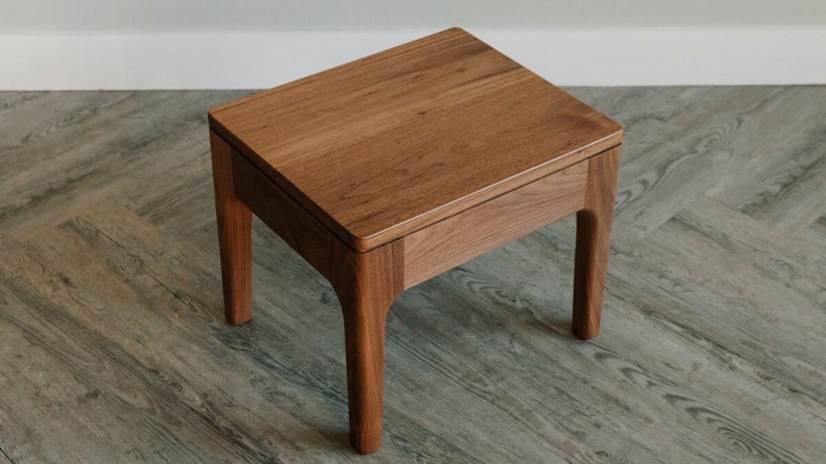 walnut hand crafted bedside table