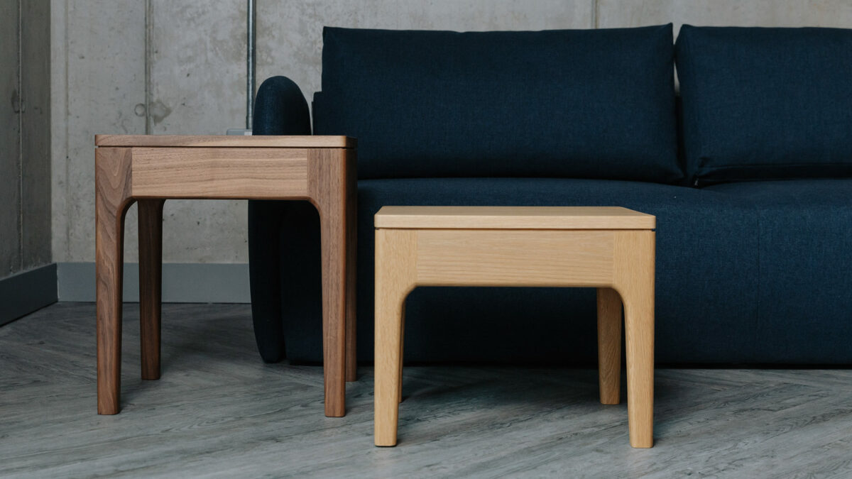 camden bedside tables 2 heights oak and walnut