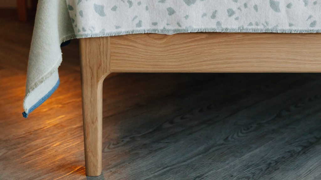 leg of Camden handmade bed in solid oak