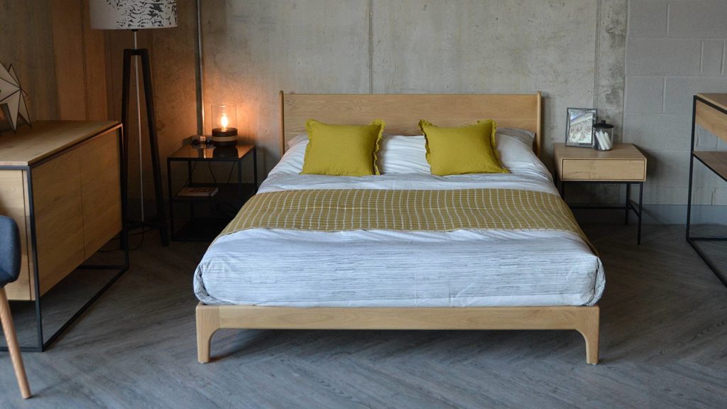 Carnaby a handcrafted low bed made in the uk from solid wood and in a range of bed sizes.