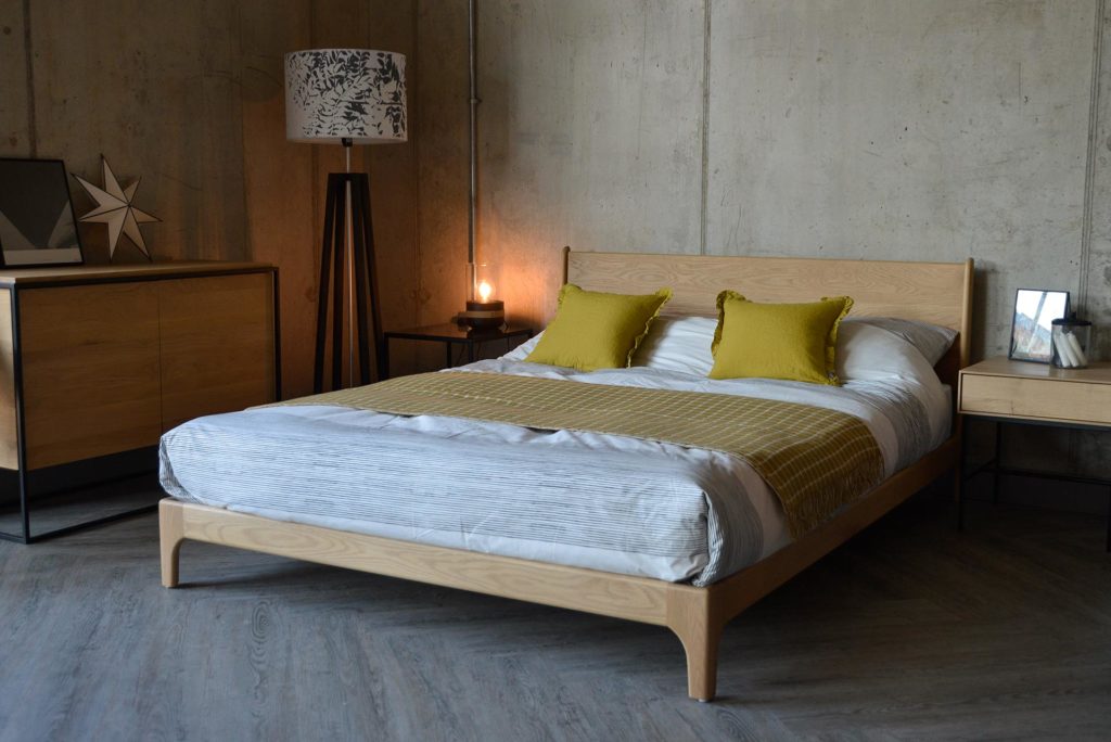 Carnaby a handcrafted low wooden bed with a Scandinavian look.