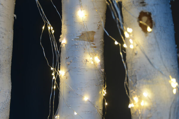 Pretty cascading LED fairy lights with silver wires